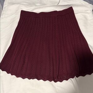 Gap Burgundy Pointelle Knit Skirt, Petite, Small, 100% Cotton
